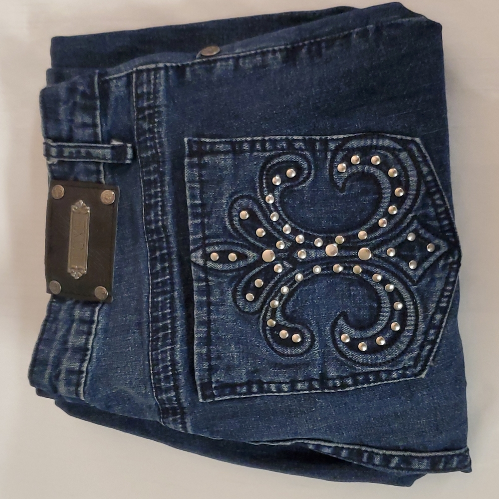 SIZE 8/29 " WAIST LUXE FLUER DE LIS DENIM JEANS - Picture 6 of 9